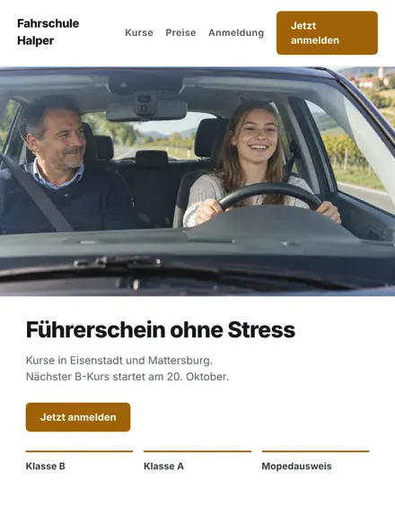 Entwurf für eine Fahrschule
