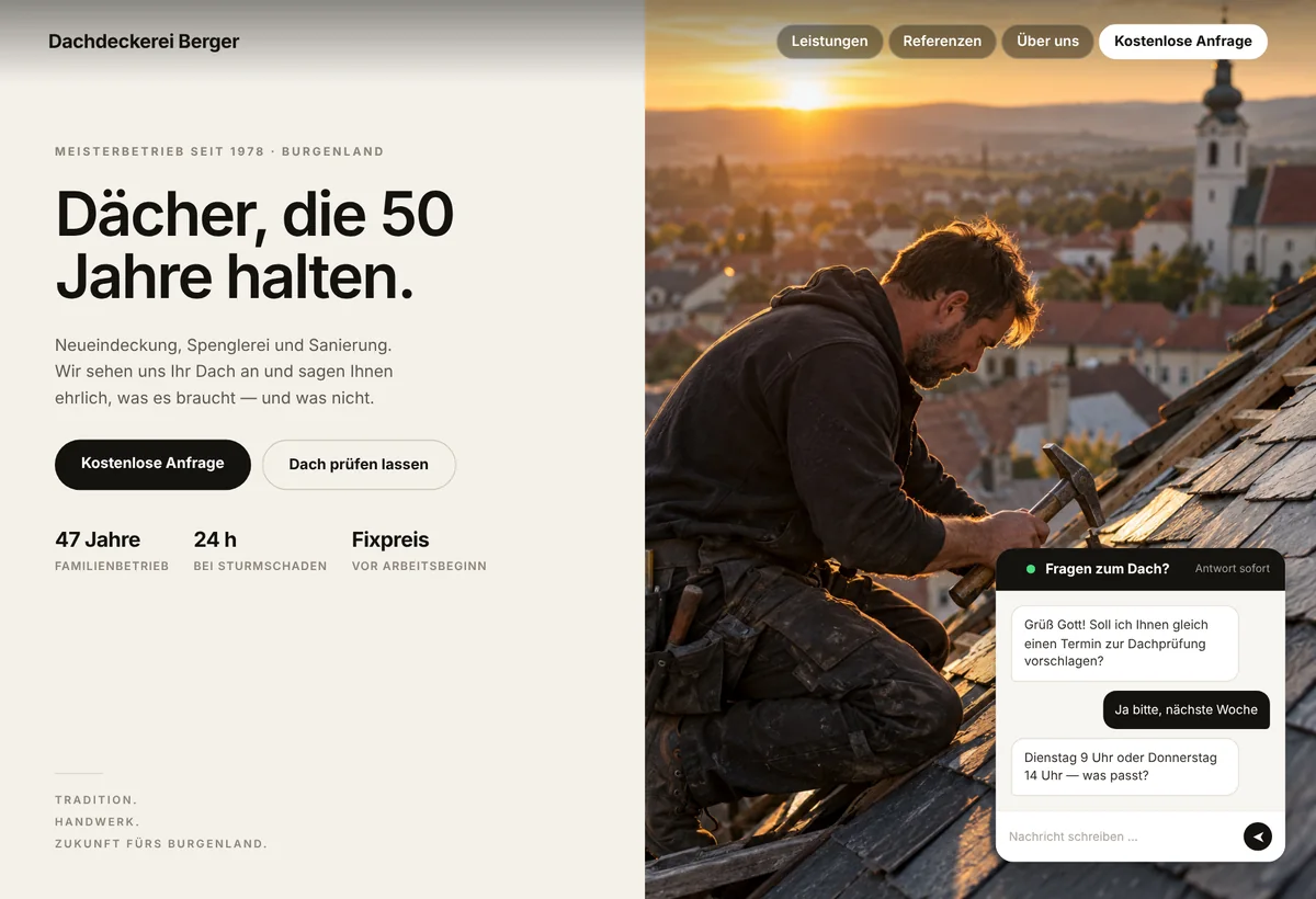 Dieselbe Website als heutiger Entwurf